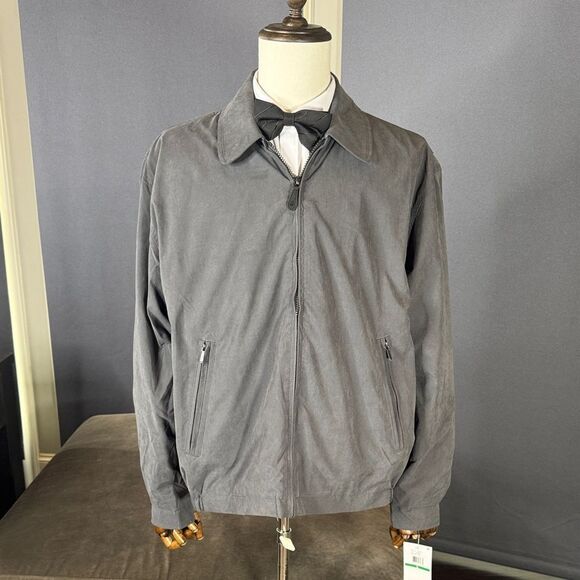 London Fog Men's Iron Gray Lightweight Zip Front Golf Jacket Size L NEW